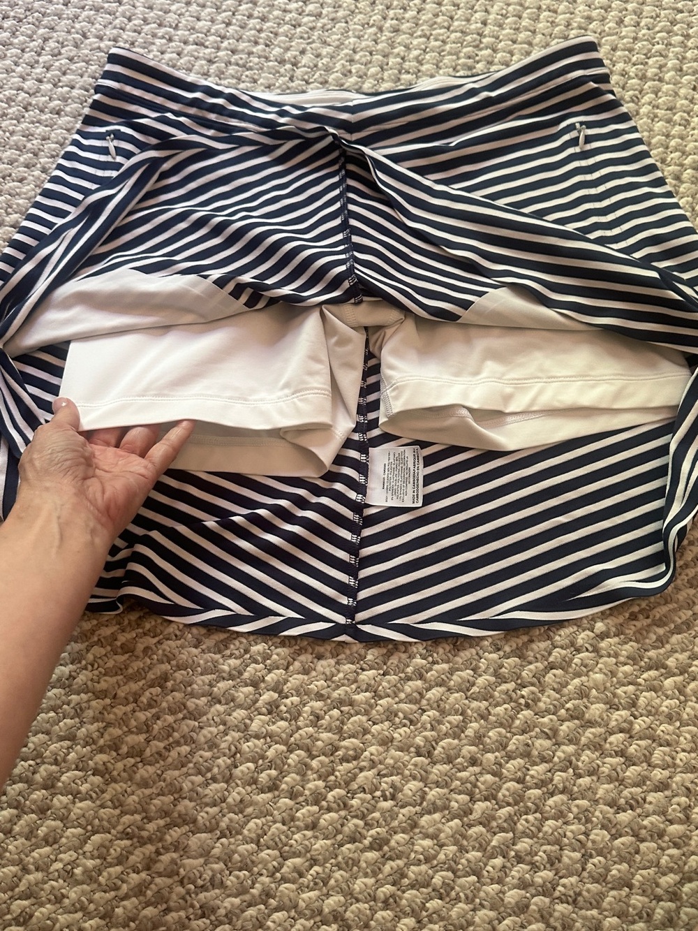 Niki Striped Navy and White Golf Skort - Picture 4 of 9